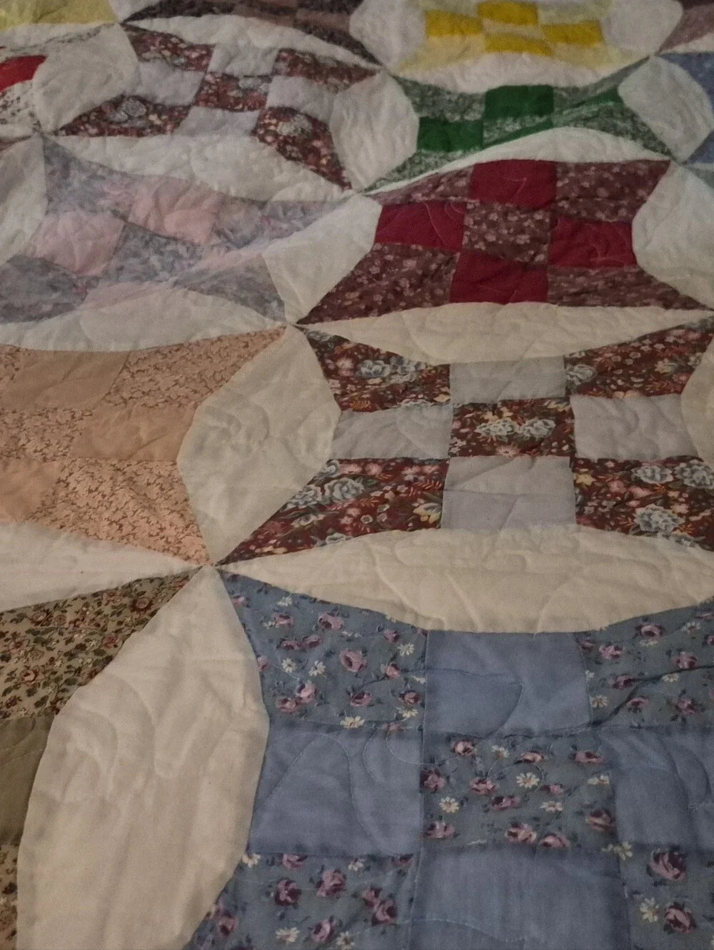 Handmade Multicolor Patchwork Cotton Quilt - Pastel Squares 80